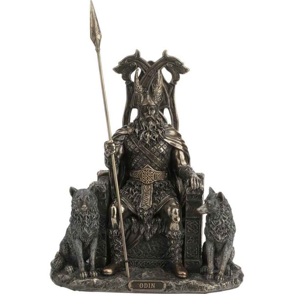 Odin on Wolf Throne Statue