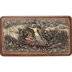 Bronze Joan of Arc Into Battle Wall Plaque