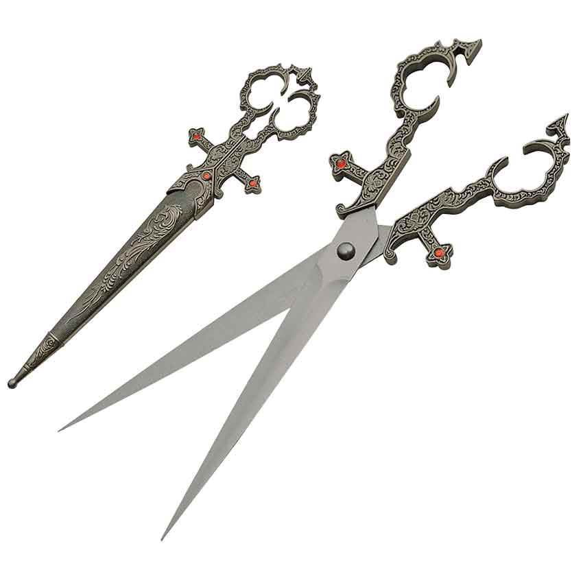 Renaissance Medieval Scissors Silver Dagger 10 Dirk Knife Sword Steel Blade