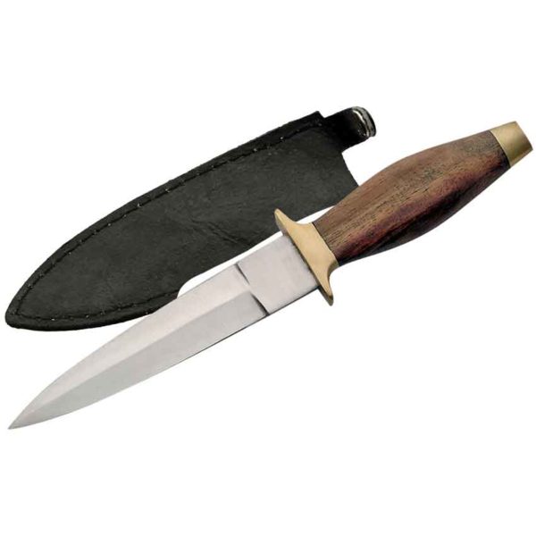 Wood Handle Boot Knife with Sheath - 7 Inch