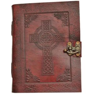 Locked Celtic Cross Red Leather Journal