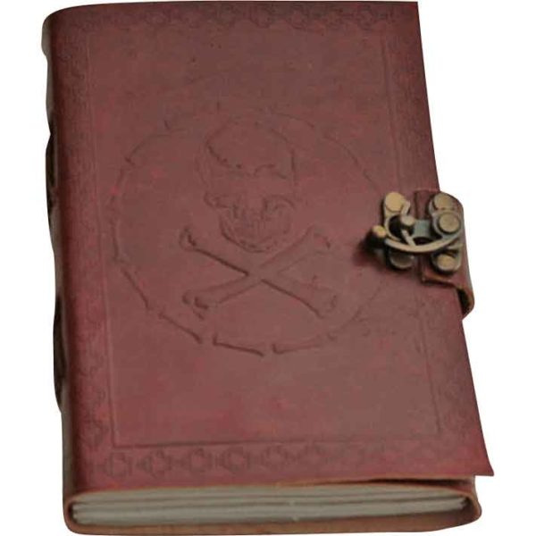 Skull and Bones Leather Journal with Clasp