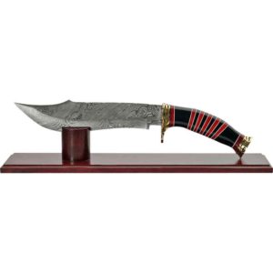 Striped Damascus Bowie with Stand