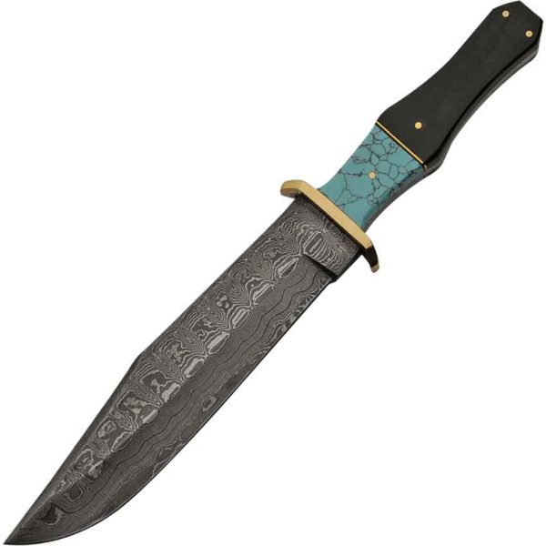 Turquoise Damascus Bowie Knife