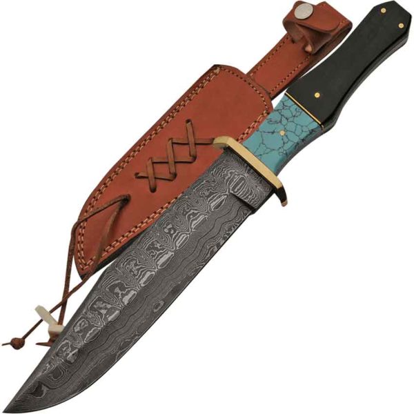 Turquoise Damascus Bowie Knife