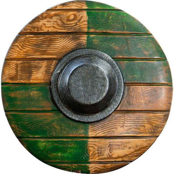 Drang Round LARP Shield - Green/Wood