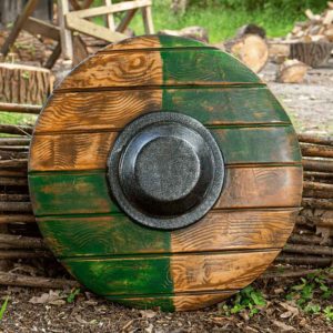 Drang Round LARP Shield - Green/Wood