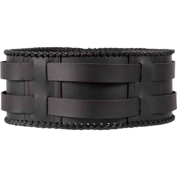 Laced Leather Wide Belt - Black