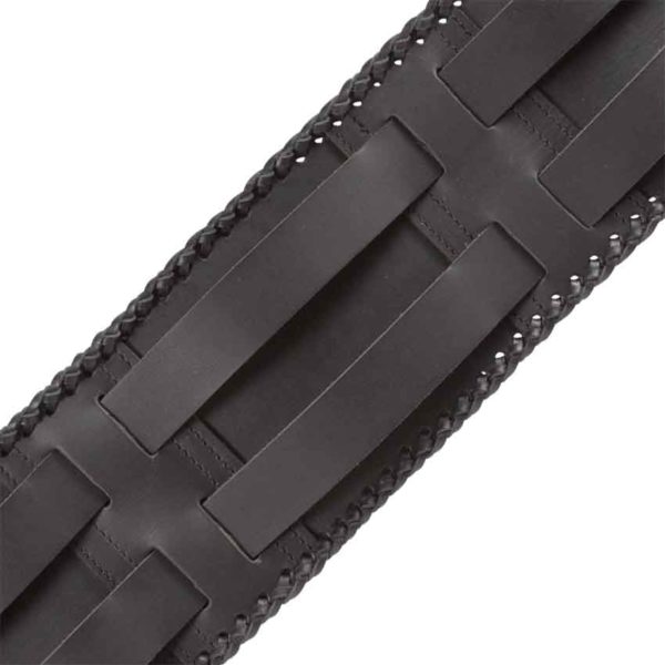 Laced Leather Wide Belt - Black