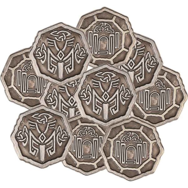 Set of 10 Silver Ancient Dwarves LARP Coins