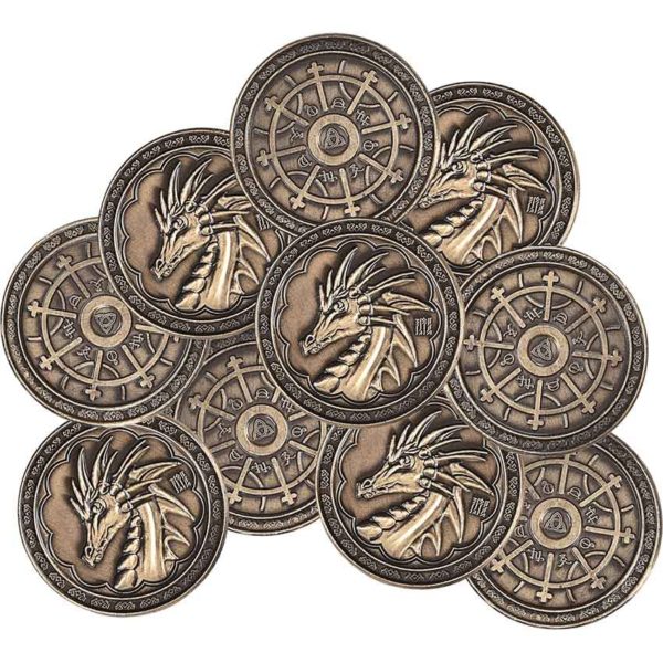 Set of 10 Gold Mage LARP Coins