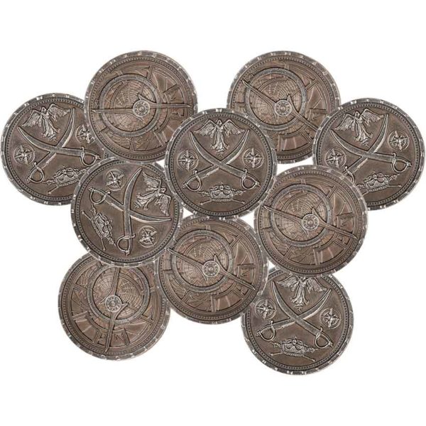 Set of 10 Silver Pirate LARP Coins