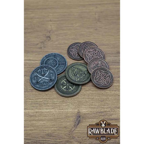 Set of 10 Silver Pirate LARP Coins