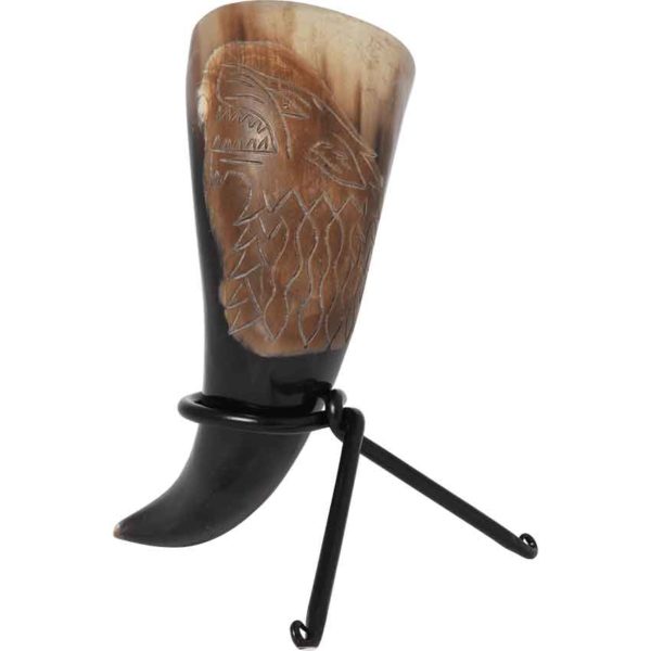Direwolf Drinking Horn with Stand