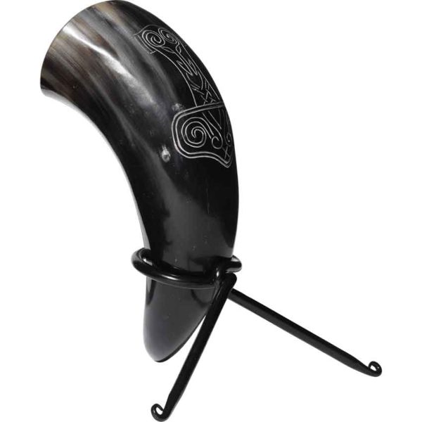 Viking Mjolnir Drinking Horn with Stand