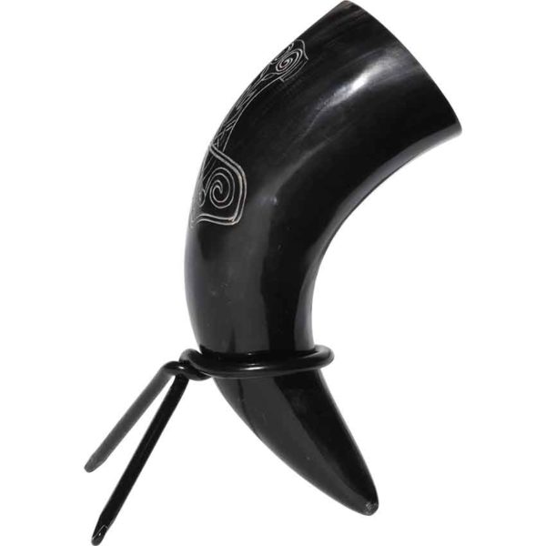 Viking Mjolnir Drinking Horn with Stand