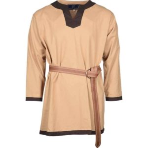 Basic Medieval Tunic - Natural with Brown