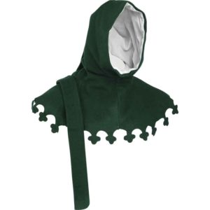 Wool Medieval Liripipe Hood - Green