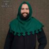 Wool Medieval Liripipe Hood - Green