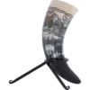 Floral Engraved Drinking Horn with Stand