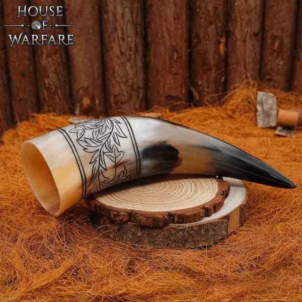 Floral Engraved Drinking Horn