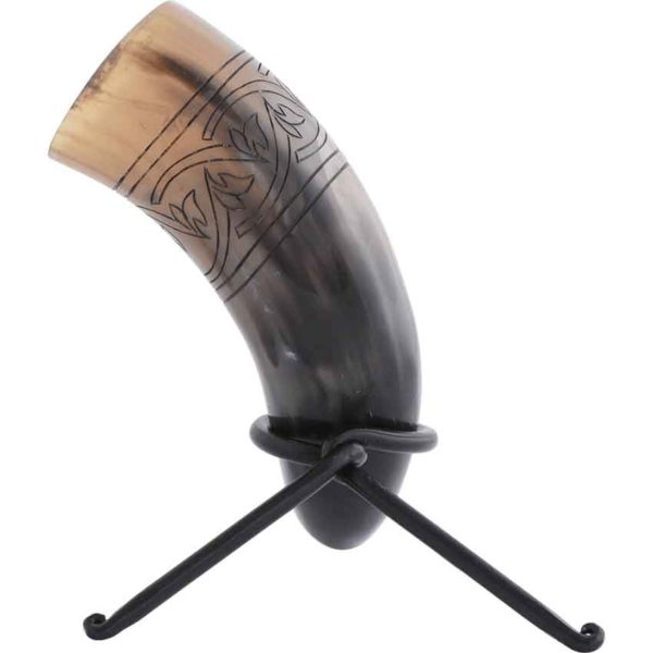 Floral Knotwork Drinking Horn with Stand