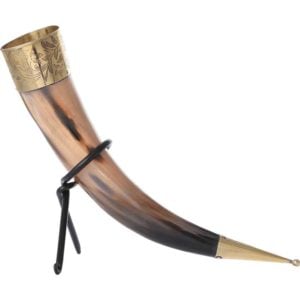 Leaf Rim Drinking Horn with Stand
