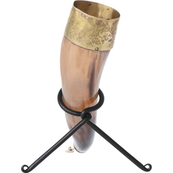Leaf Rim Drinking Horn with Stand