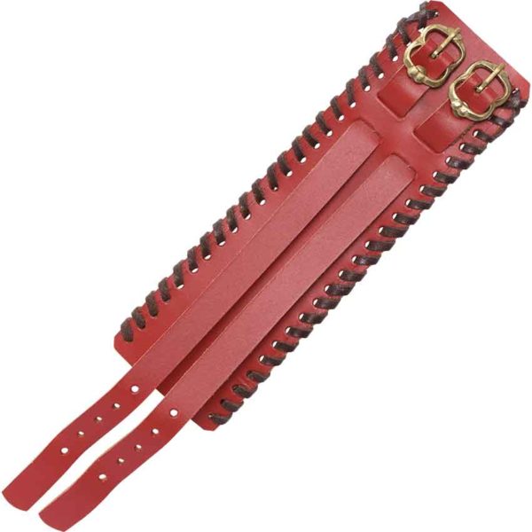 Buckled Leather Bracelet - Red