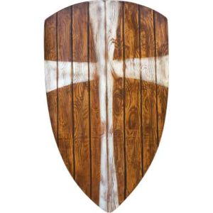 Crusader LARP Shield - Wood with White