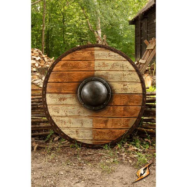 Thegn LARP Shield - White and Wood - 70 cm