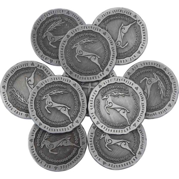 Set of 10 Silver Nordic LARP Coins