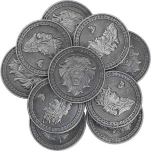 Set of 10 Silver King LARP Coins