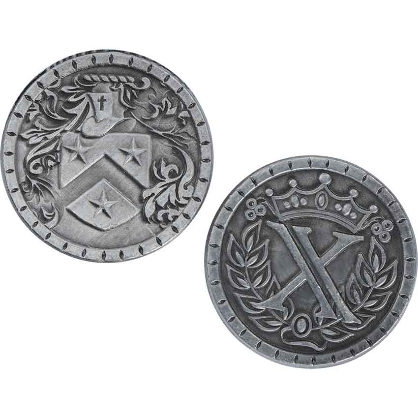 Set of 10 Silver Medieval LARP Coins