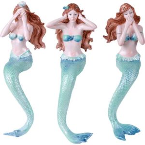 No Evil Mermaid Statue Set