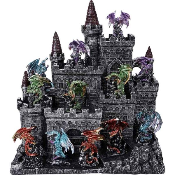 Set of 12 Tiny Dragons with Castle Statue