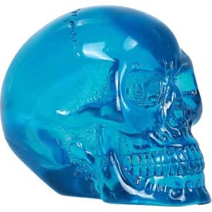 Small Clear Blue Skull Statue