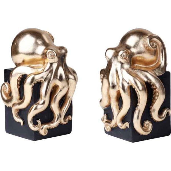 Golden Octopus Bookend Set