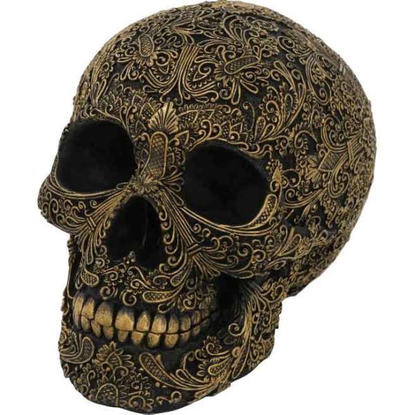 Ornate Carved Skull Statue