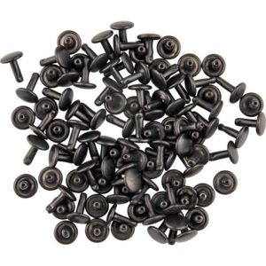 Double Cap Rivets - Black - 1/4 Inch - 100 Pack