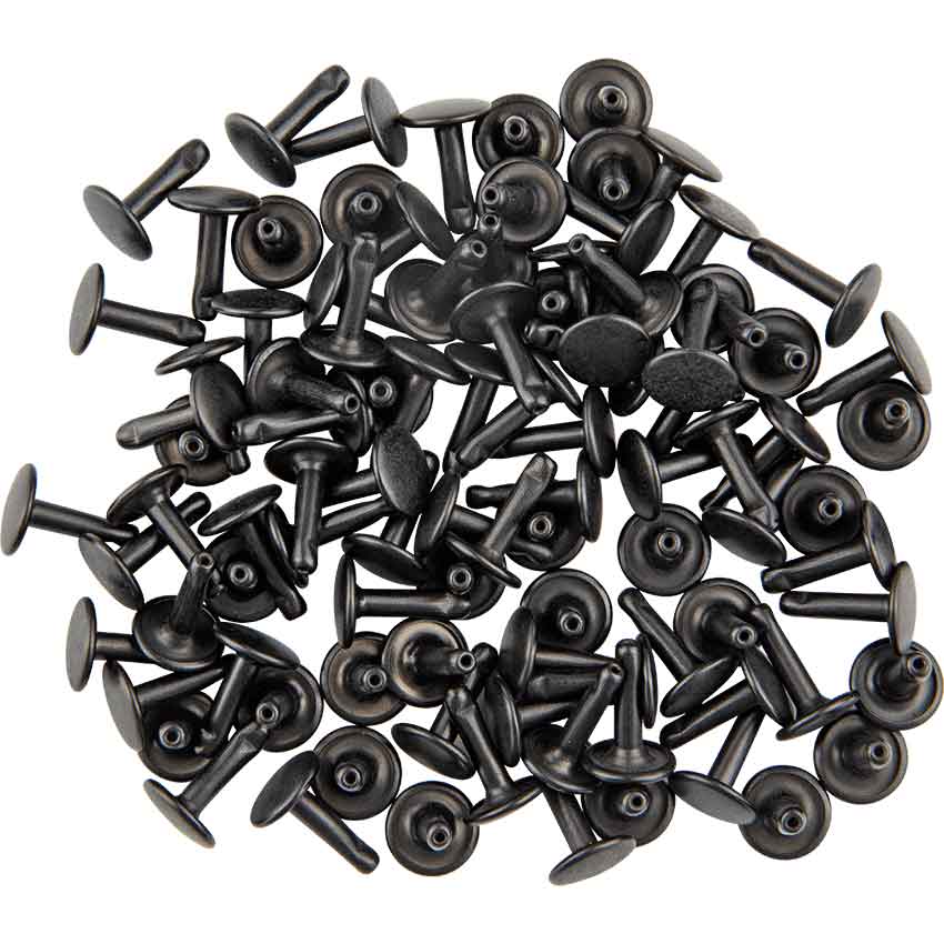 Double Cap Rivets Black 7/16 Inch 100 Pack