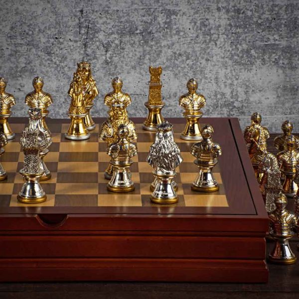 Medieval Chess Set with Box Board