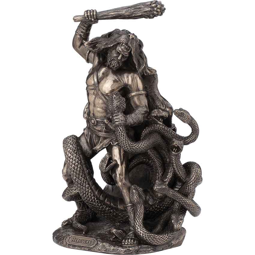 Bronze Finish Hercules Second Labor Slaying of Hydra Statue
