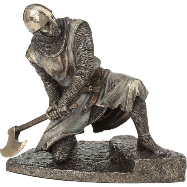 Kneeling Knights Templar with Axe Statue