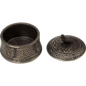 Round Celtic Raven Bronze Trinket Box