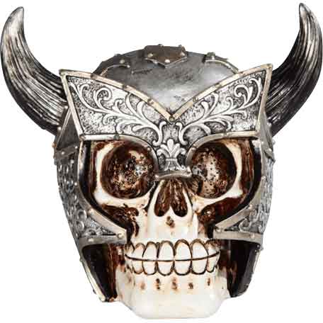 Ox Horn Helmet Skull Statue