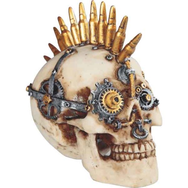 Bullet Mohawk Geared Skull Statue