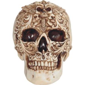 Etched Cross Skull Statue