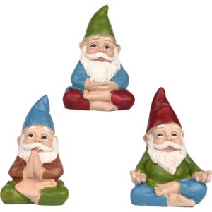 Yoga Gnome Fairy Garden Statue Trio