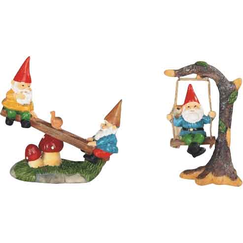 Fairy Garden Playing Gnome Statue Set